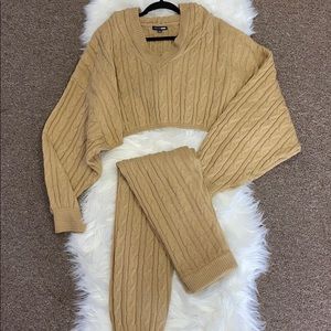Crop top sweater and pants set